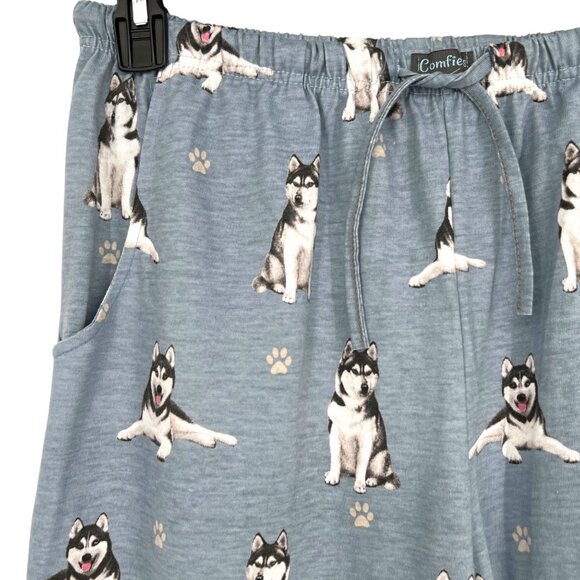 Comfies Husky Dog Print Pajama Pants Blue Cotton Size Medium NWT - Picture 4 of 13